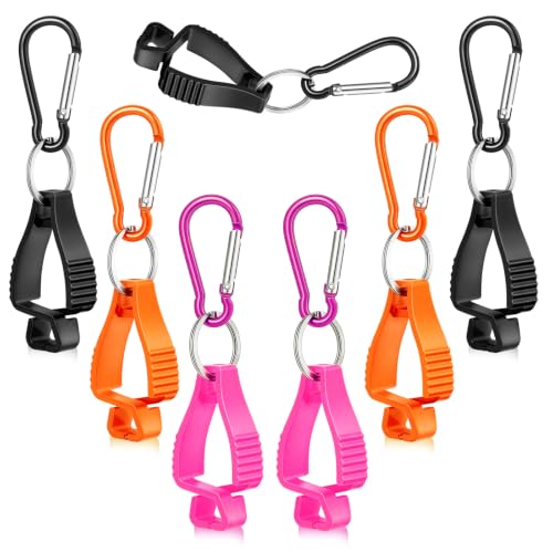 Jetec 6 Pcs Glove Clips for Work Glove Holder Grabber Safety Clips for Construction Work Accessories Helmets Hanger Clamp - color: Black,orange,pink