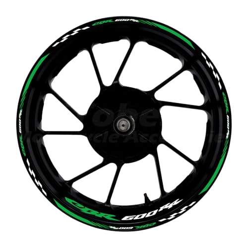 CBR 17 inch Wheel Rim Stickers Decals Tape Compatible with CBR600RR 2003-2025 F5 Motorcycle Reflective Rim Tapes Sticker Stripe (Green) - color: Green