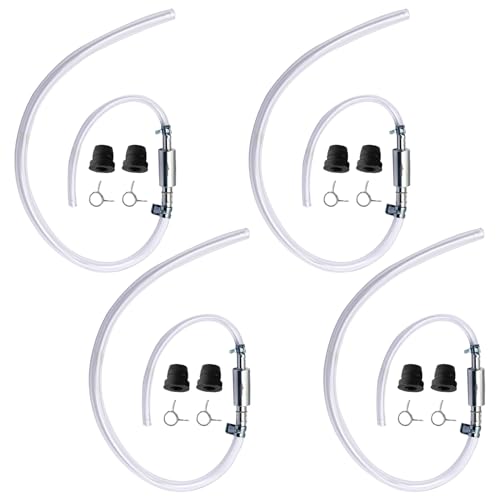 4 Set Brake Bleeder Hose Kit with One Way Check Valve, Universal Brake Bleeding Tool for Motorcycle Car Truck SUV, Includes Rubber Hoses Clamps Dust Caps for Brake Fluid Bleeder System - size: 4 Sets