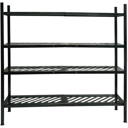 Shoe Rack, 4-Tier FreeStanding Shoe Shelf Stand, Stackable Shoe Storage Organizer for Closet, Holds up to 20-24 Pairs of Shoes for Entryway, Garage, Front Door Entrance, Metal, Black - size: 4 Tier