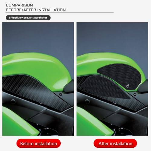 for Kawasaki Ninja ZX-6R / ZX-636 ZX6R ZX636 2007 2008 Motorcycle Accessories Side Fuel Tank pad Tank Pads Protector Stickers Decal Gas Knee Grip Traction Pad Tankpad (One Set) Black