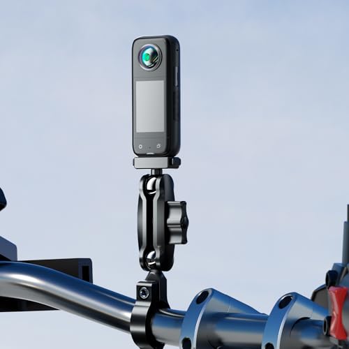 25mm Ball Head Magnetic Mount with Mechanical Lock for Insta360 X5/X4 Air/Ace Pro 2/Ace Pro/Ace RAM B-Size Compatible, Aluminum Adapter for Motorcycle Handlebar, Fork Stem, Marine Rail Mounts