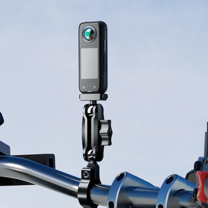 25mm Ball Head Magnetic Mount with Mechanical Lock for Insta360 X5/X4 Air/Ace Pro 2/Ace Pro/Ace RAM B-Size Compatible, Aluminum Adapter for Motorcycle Handlebar, Fork Stem, Marine Rail Mounts
