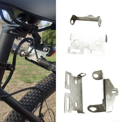 Stainless Steel Ebike Light Mounting Bracket, 304 Stainless Front Headlight And Rear Taillight Holder For Electric Bicycle Fork And Rack, Silver Signal Fixing Support With .5mm Hole(Headlight bracket) - size: Headlight bracket