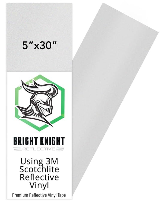 Bright Knight Decals White Reflective Vinyl Motorcycle Helmet Reflective Stickers 5x30, Made with 3M Reflective Tape Vinyl for Trailers, Cars, Bikes, Rims, Waterproof White Reflective Tape - color: White, size: 5x30