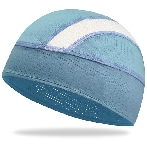 Cooling Skull Cap Helmet Liner-Lightweigh Mesh Sweat Wicking Beanie Caps for Hard Hat,Motorcycle,Cycling,Running - color: 1-light Blue
