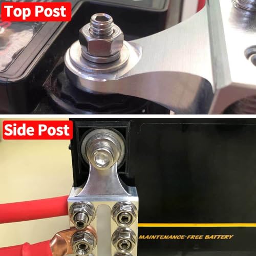 SUNMORN 12-Way 10AWG Up to 4/0 AWG Gauge Battery Terminal Connectors, Top Post Battery Terminals, 3/8”-16 Positive and Negative for Cars Truck Boat Trailer Marine (M10)