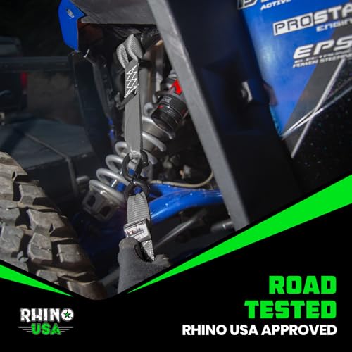 Rhino USA Soft Loop Tie Down Straps (4-Pack) - 1.6 Inch x 17 Inch (5,000 lbs Break Strength) Heavy Duty Motorcycle Handlebar Straps for use with Ratchets for ATV, UTV, Dirt Bike (Gray) - color: Gray 4-Pack