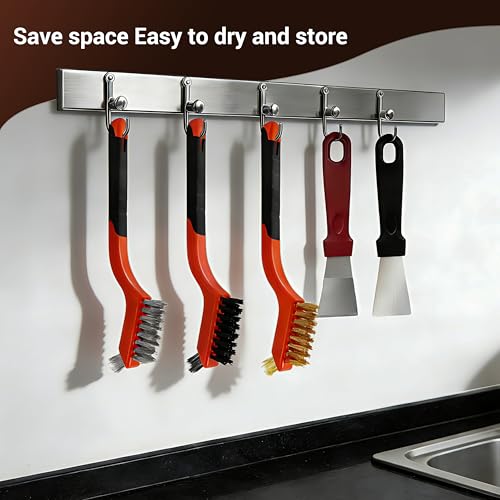 12 Pieces Stainless Steel Wire Brush Set, Stainless Steel Bristles for Cleaning Welding Slag and Rust,Scratch Brush with Mini Head & Hanging Hole for Everyday Cleaning - color: Stainless steel
