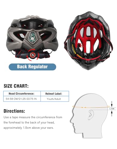 Bike Helmet Men Women, Shinmax Bicycle Helmet with Rear Light and Detachable Visor - color: Blue/White, size: Medium (54-58 cm)