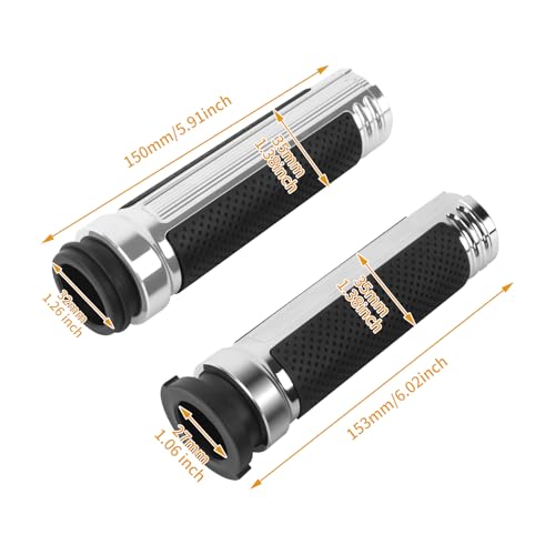 Motorcycle Hand Grips Handlebar Grips Fit for Harley Touring 2008-2025 Trike 2008-2025 Softail 2016-2024, 1 Inch Electronic Throttle Hand Grips - color: Chrome