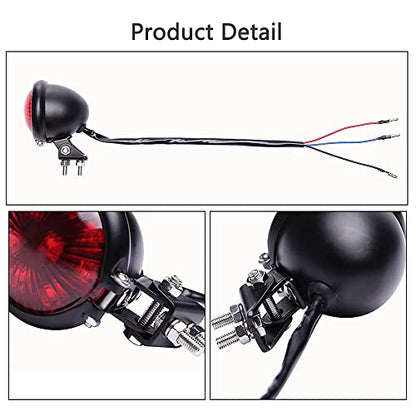 Motorcycle Tail Light LED Bates Style Bullet Brake Stop Rear Lamp Compatible with Cafe Racer Bobber Chopper Bonneville - Red - color: Red