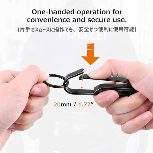 Azarxis Tactical Molle Key Ring Gear Clip Keychain Keeper Belt Hanging 360 Degrees Rotate Hook Holder - color: #01 Black - Single Side - 2 Pack