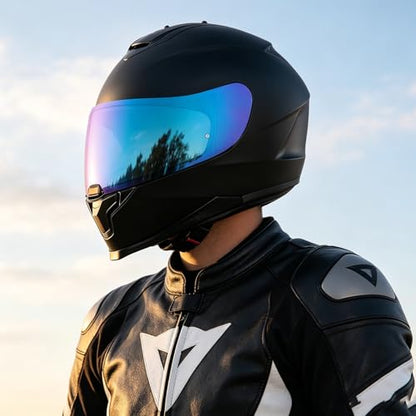 C70 Helmet Visor Replacement Face Shield Compatible with C70/ HJ20M/ FG-17/ FG-ST/IS-17 Motorcycle Helmets (Rainbow) - color: Rainbow