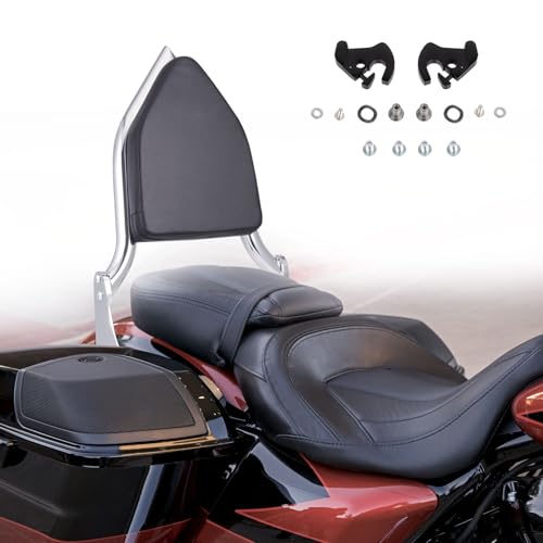 Detachable Sissy Bar Backrest Passenger Backrest Compatible with Harley Touring Street Glide Road Glide Road King Electra Glide 2009-2025 (Chrome) - color: Chrome