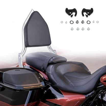 Detachable Sissy Bar Backrest Passenger Backrest Compatible with Harley Touring Street Glide Road Glide Road King Electra Glide 2009-2025 (Chrome) - color: Chrome