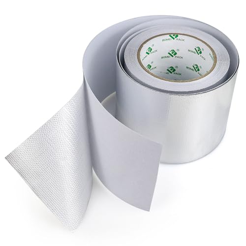 BOMEI PACK Adhesive Aluminum Foil Heat Shield Tape Barrier 4in x 66ft, Fiberglass Thermal Insulation Reflective Material High Temp - size: 4in*66ft