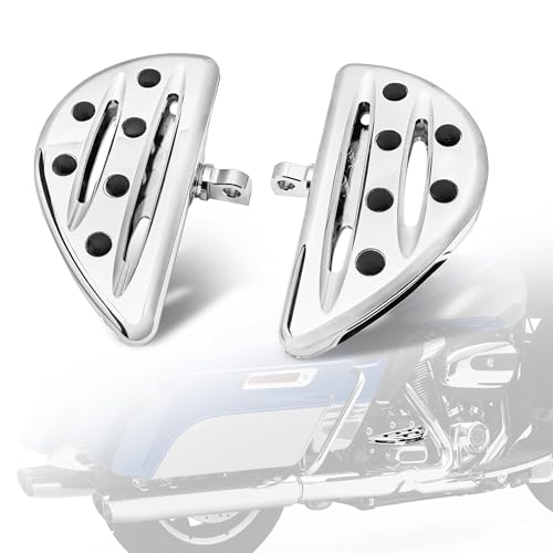 Goldfire Motorcycle Foot Pegs Front & Rear Footpegs CNC Cut Foot Rests Compatibility For Dyna Sportster FLFB FLSTF Iron 883 Softail Street Glide(Black Passenger Floorboards), Chrome - color: Chrome D