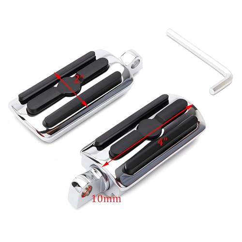 Motorcycle HD Highway Foot Pegs, Footrest, 10mm, Compatible with Harley Touring Electra Street Road Glide - color: Chrome#8