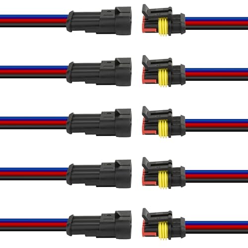 5Pcs 3 Pin Connector, 16AWG Car Waterproof Electrical Connectors, Quick Disconnect Play, 3 Wire Waterproof Connector for Automobiles, Trucks, Boats, Motorcycles and Other Electrical Connections - color: 3pin, size: 5pack
