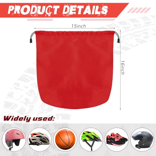 Motorcycle Helmet Bag with Soft Lining & Drawstring Closure, Waterproof Helmet Storage Bag, Large Capacity, Lightweight for Riding Hockey Welding Bicycle Dirt Bike Gear - color: Red