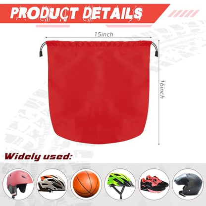 Motorcycle Helmet Bag with Soft Lining & Drawstring Closure, Waterproof Helmet Storage Bag, Large Capacity, Lightweight for Riding Hockey Welding Bicycle Dirt Bike Gear - color: Red