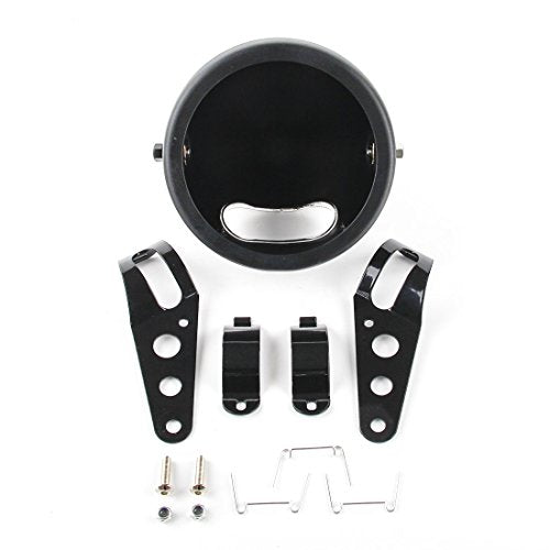 5.75 Inch Headlight Bucket Universal 5 3/4 Motorcycle Led Headlight Housing w/Mounting Brackets Fit 32-40mm Fork Tube