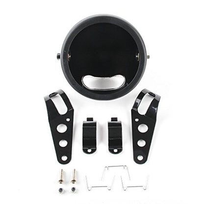 5.75 Inch Headlight Bucket Universal 5 3/4 Motorcycle Led Headlight Housing w/Mounting Brackets Fit 32-40mm Fork Tube