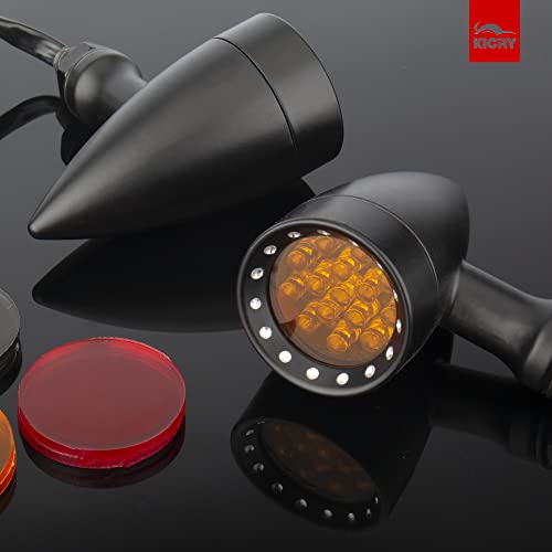 Motorcycle Turn Signals LED Bullet Front Rear Indicator Lights Universal Compatible for Harley Davidson Cruiser Iron Softail Street Bike Honda Shadow Yamaha Chopper Bobber Cafe Racer(Black/Amber-B) - color: Black/Amber-B