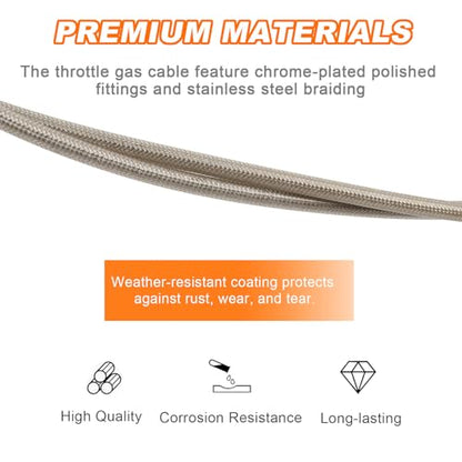 43" Throttle Idle Cable Stainless Steel Braided Throttle Cable Wire Kit Compatible with Harley Road King Dyna Softail FLH FLT 1996-2007 FXD FLST FXST 1996-2010 - size: 43"
