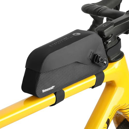 Rhinowalk Waterproof Top Tube Bike Bag IPX4 Magnetic Closure Frame Pack Slim Profile Fits Road Mountain Bike 1.0L - color: Black Toptube Bag, size: 1.0 L