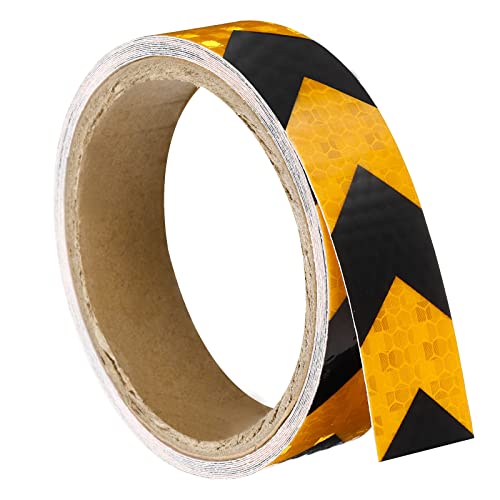 PATIKIL Reflective Tape, 1 Roll 10 Ft x 1-inch Waterproof Adhesive High Visibility Caution Warning Safety Tape Reflector for Trucks Trailers Cars, Arrow Yellow Black - color: Yellow Black, size: 10 ft x 1-inch