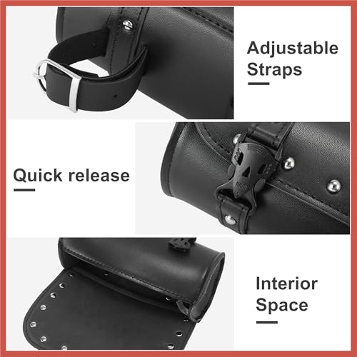 ACROPIX Universal Motorcycle Fork Handlebar Tool Bag Cycling Storage Pouch Bag Waterproof Faux Leather Black Car Parts