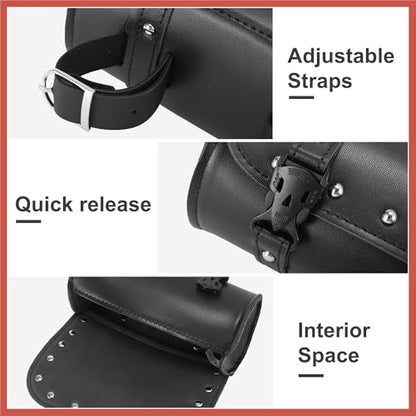ACROPIX Universal Motorcycle Fork Handlebar Tool Bag Cycling Storage Pouch Bag Waterproof Faux Leather Black Car Parts
