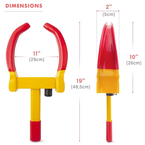 VaygWay Tire Clamp Universal Wheel Lock- Heavy Duty Security Metal Boot Stabilizer Anti Theft Wheel Chock Lock Car Trailer Wheel-Security Travel Locking Claw Auto- for Car Van (4 Pack Red/Yellow) - color: 4 Pack Red/Yellow