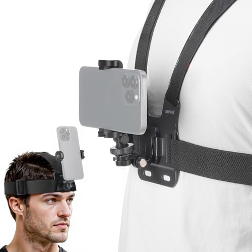 NEEWER Mobile Phone Chest Mount Head Strap Mount, Quick Release POV Vlog Accessory Kit for Video Recording, Compatible with iPhone GoPro Hero Insta360 DJI AKASO Action Camera, GP-74 - style: GP-74 Accessory