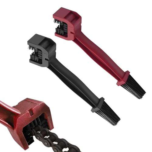 2 PCS Bike or Motorcycle Chain Washer, Motorcycle Chain Cleaning Kit, Motorbike Gear Dirt Stain Cleaning Brush, Bicycle Washer Cleaner Brush Tool for Bicycle Mountain Bike (Red+Black, 2PCS) - color: Red+Black, size: 2PCS