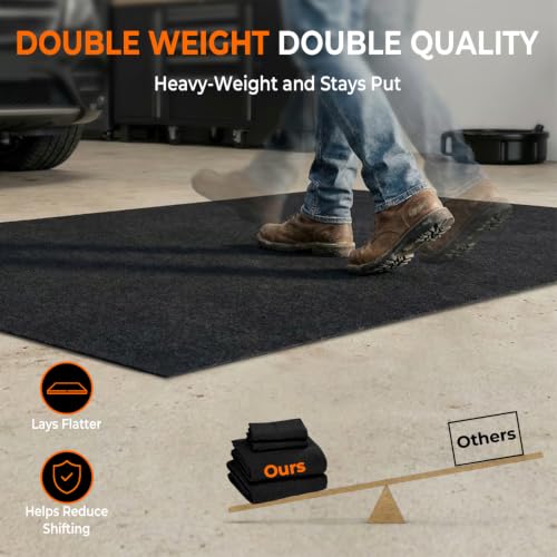 Golener Oil Spill Mat - 60”x72” Garage Floor Mat for Under Car, Absorbent Oil Pad, Maintenance Mats, Waterproof, Contain Liquid, Protect Garage Floor from Spill & Stain, Reusable, Washable, Durable - size: 5' x 6' (Rectangular)