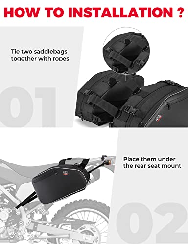 KEMIMOTO Motorcycle Saddlebags Expandable 20-24L Saddle bags with Rain Covers Compatible with Dirt Bike Dual Sport Motorcross Motorbike Racing Mountain Off-Road Mini Motorcycle Side Bags