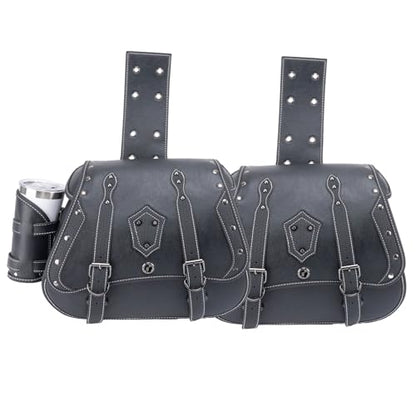 30L Motorcycle Saddlebags Water-Resistant Storage for Harley Sportster Softail Dyna Honda Shadow, Quick-Attach and Remove Design with Bottle Bags, Large Capacity Luggage Bags (Black)