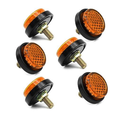 6 Pieces Yellow Motorcycle Mini License Plate Reflector, Round Reflectors Motorcycle License Plate Bolts and Nuts Mini Decorative M5 Screw Tag Bolt Round Reflective for Motorcycle Bicycle Bike