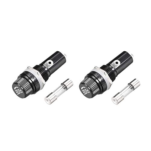 uxcell Screw Cap Panel Mounted Fuse Holder AC 125V/15A 250V/10A with 6 x 30mm Glass Fuse 2Set - size: 6 x 30mm