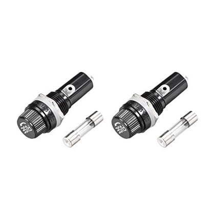 uxcell Screw Cap Panel Mounted Fuse Holder AC 125V/15A 250V/10A with 6 x 30mm Glass Fuse 2Set - size: 6 x 30mm