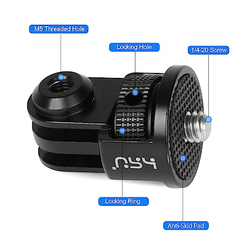 HSU Aluminum Tripod Mount Adapter, 1/4" 20 Mount for GoPro Hero 13/12/11/10/9/8/7 Insta360 X3/X2/X/RS/R and Other Cameras (Black)