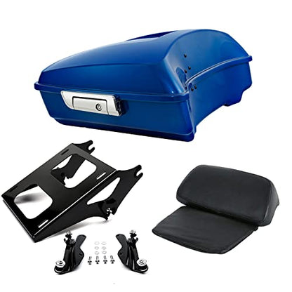 Electric Blue Chopped Luggage Trunk Backrest Pad Mounting Bracket Rack Docking Kits Fit for 2014-Up Harley Touring Models Road King Road Glide Street Glide Electra Glide Ultra-Classic - color: Electric Blue Chopped Trunk Set #3