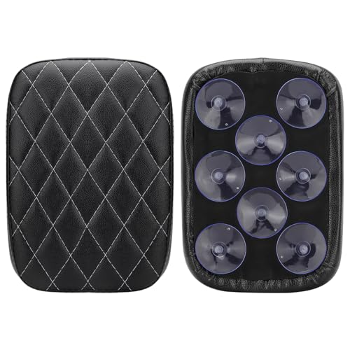 Motorcycle Rectangular Passenger Pad Seat Rear Leather Pillion Cushion 8 Suction Cup Compatible with Harley Dyna Sportster XL 883 1200 Chopper Custom - style: 8 Suction Cup-Black Rhombus White Stripe
