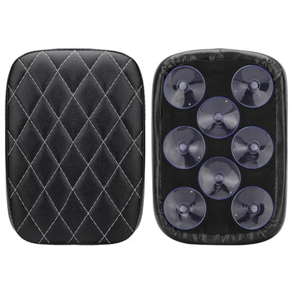 Motorcycle Rectangular Passenger Pad Seat Rear Leather Pillion Cushion 8 Suction Cup Compatible with Harley Dyna Sportster XL 883 1200 Chopper Custom - style: 8 Suction Cup-Black Rhombus White Stripe