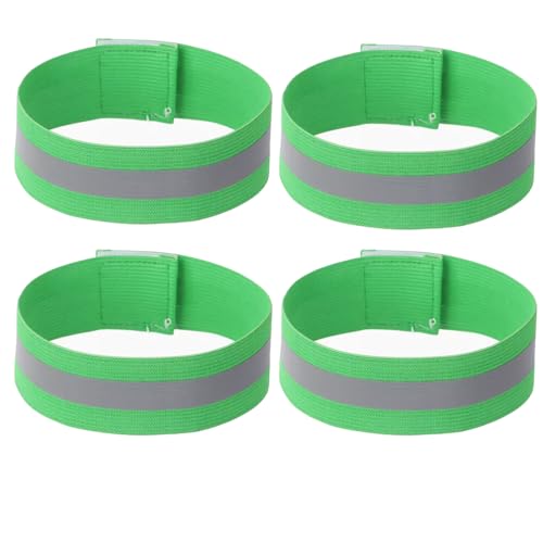 4PCS Reflective Wrist Strap 4x1.5cm Safety Gear Reflective Wristbands High Visibility Bike Ankle Bands Reflector Armband Self-Adhesive Reflective Bands for Walking,Night Sports Grass Green - color: Grass Green, size: 4x1.5cm