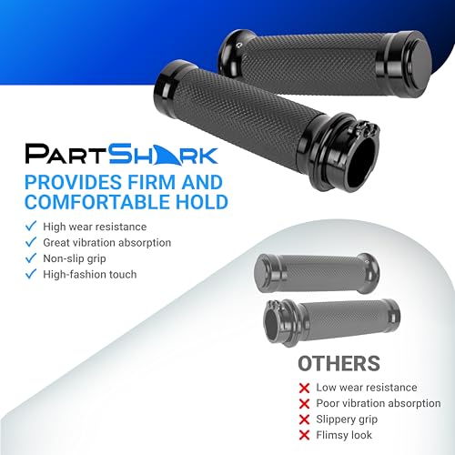1"/25mm Hand Grips - Compatible with Harley Sportster 883 1200 Honda Yamaha Suzuki Kawasaki Cruiser Motorcycle Bobber Chopper Nonslip Comfortable Durable Throttle Grip Handlebars