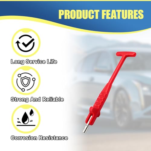 Car Tire Valve Stem Puller/Installer Tool with T Handle, No Scratch Car Valve Stem Remover Extender Adapter Replacement, Universal Car Tire Valve Stem Removal and Installation Repair Tool(Red) - color: Red